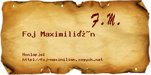 Foj Maximilián névjegykártya